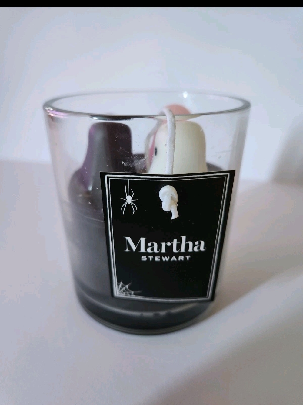 Martha Stewart Black And White Ghost Candle - Halloween